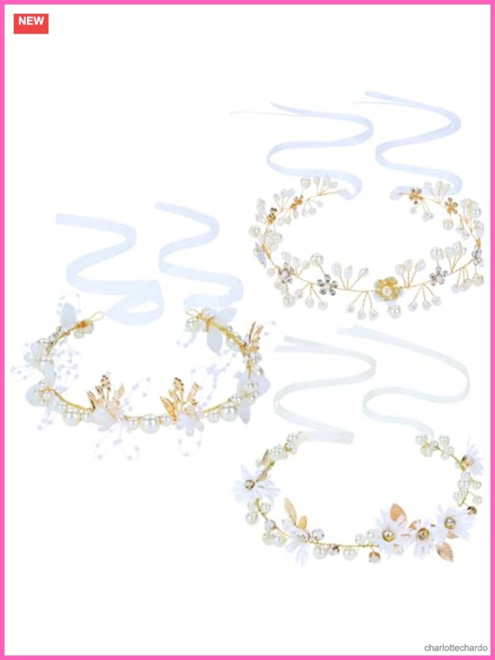 Flower Girl Headbands with Pearls Rhinestones Ribbon Adjustable Hair